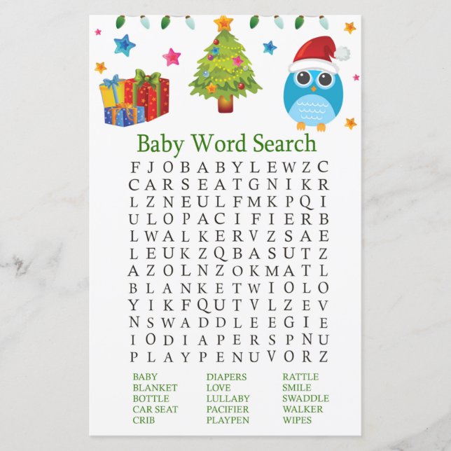Niedliches Owl Baby Shooting Word Search Game (Vorderseite)