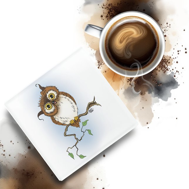 Niedliches Owl Brown Hoot Glasuntersetzer (Von Creator hochgeladen)