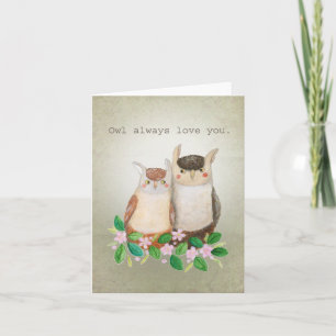 Niedliches Owl Couple Woodland Animal Pub Funny Li Karte