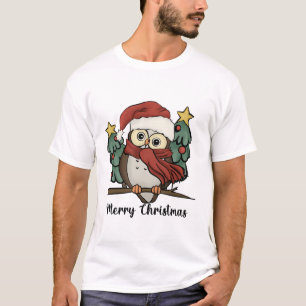 Niedliches Owl Frohe Weihnachten T-Shirt