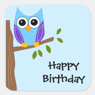 Niedliches Owl Happy Birthday Sticker