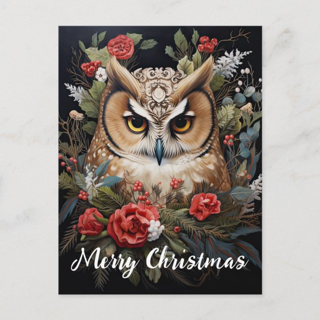 Niedliches Owl Happy Holidays Weihnachten (Vorderseite)