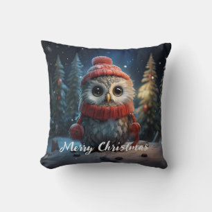 Niedliches Owl Happy Holidays Weihnachten Kissen