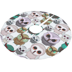 Niedliches Owl Illustrationsmuster Polyester Weihnachtsbaumdecke