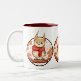 Niedliches Owl in der Winterdarstellung Zweifarbige Tasse