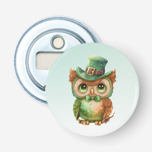 Niedliches Owl in einem grünen Top Hat Flaschenöffner