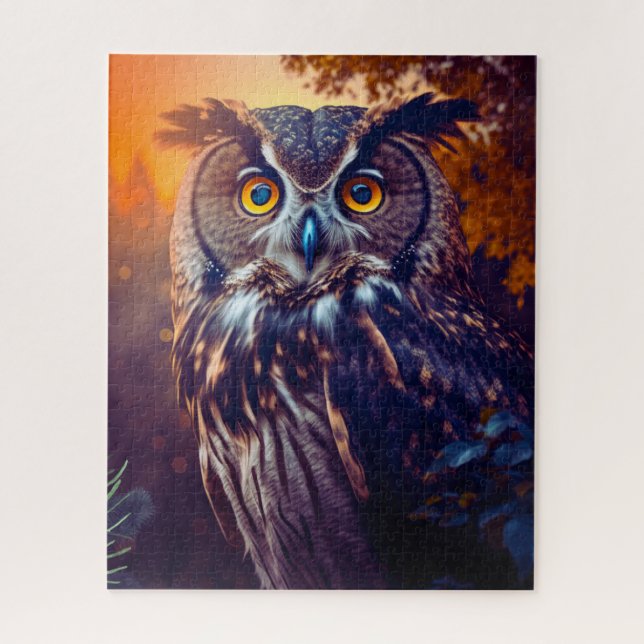Niedliches Owl in Forest Nature Wildlife Bird Anim Puzzle (Vertikal)