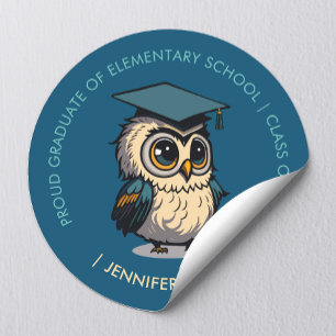 Niedliches Owl Kids Abschluss   Zurück zur Schule Runder Aufkleber