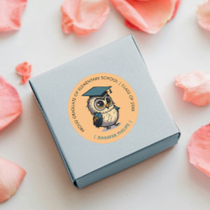 Niedliches Owl Kids Abschluss Zurück zur Schule Runder Aufkleber