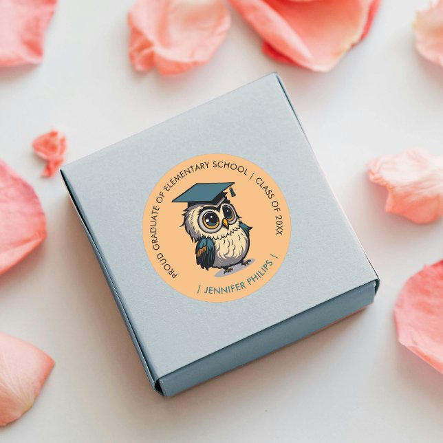 Niedliches Owl Kids Abschluss | Zurück zur Schule  Runder Aufkleber (Von Creator hochgeladen)