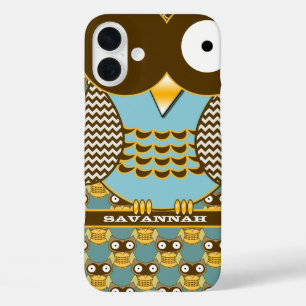 Niedliches Owl Maurische Zig Zag Muster Wählen Sie iPhone 16 Plus Hülle