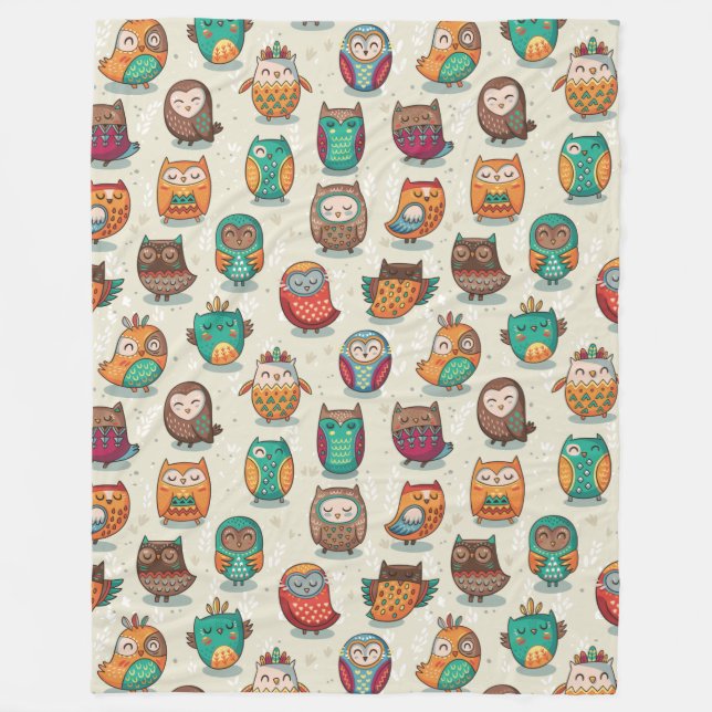 Niedliches Owl Muster Fleece Blankon (Vorderseite)