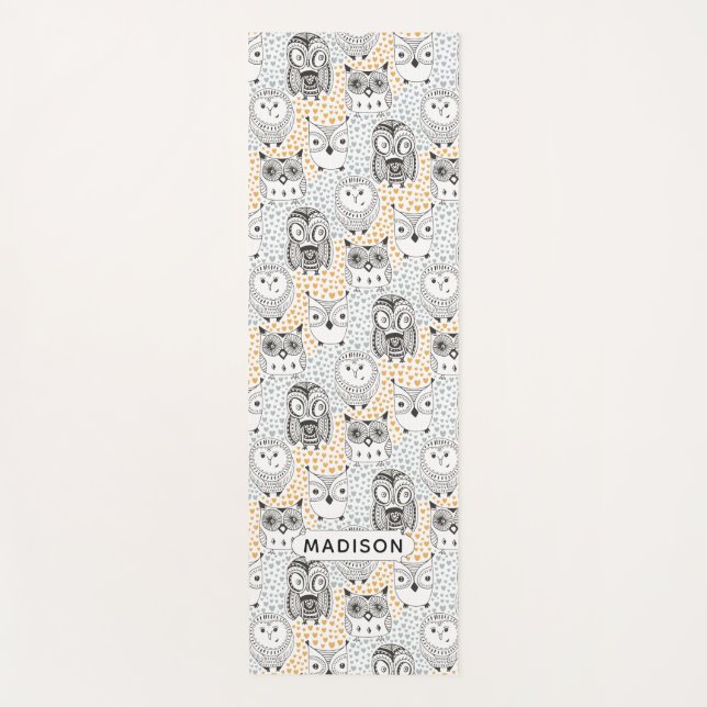 Niedliches Owl Muster individuelle Name Yogmatte Yogamatte (Vorderseite)