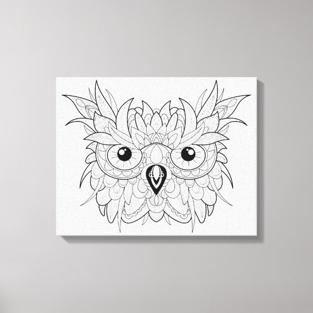 Niedliches Owl Portrait Doodle 6 Leinwanddruck (Vorderseite)