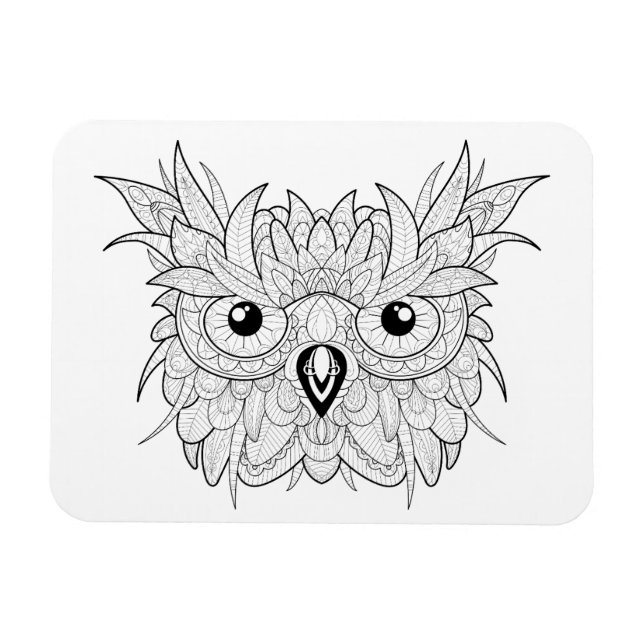 Niedliches Owl Portrait Doodle Magnet (Horizontal)