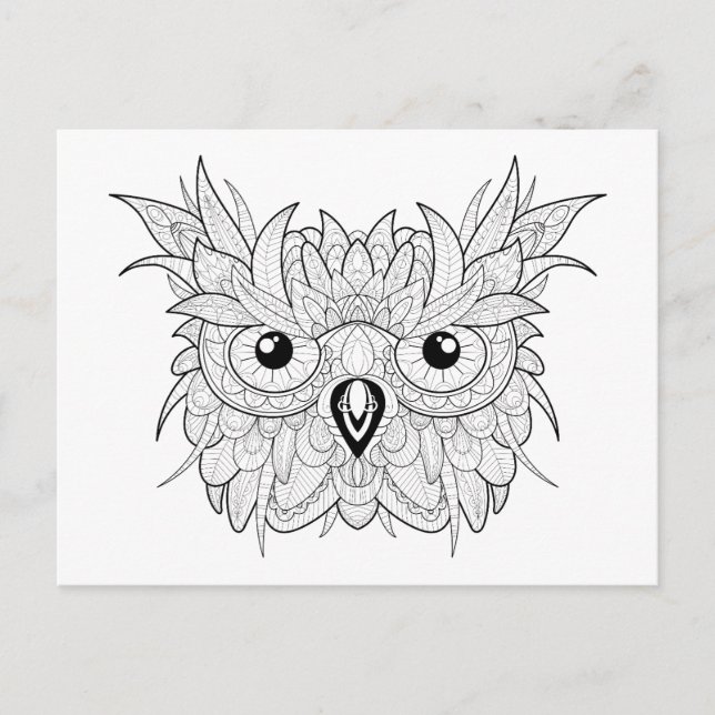 Niedliches Owl Portrait Doodle Postkarte (Vorderseite)