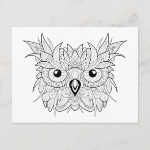 Niedliches Owl Portrait Doodle Postkarte