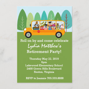 Niedliches Owl School Busfahrer-Party zur Rückgabe Einladung