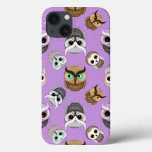 Niedliches Owls Muster im Lila Hintergrund Case-Mate iPhone Hülle