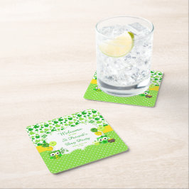 Niedliches Owls St Patrick's Day Party Rechteckiger Pappuntersetzer