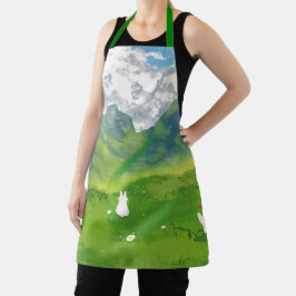 Niedliches Paar Bunny im Gebirgsblick Schürze