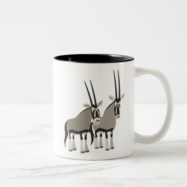 Niedliches Paar Cartoon Oryxes Tasse (Rechts)