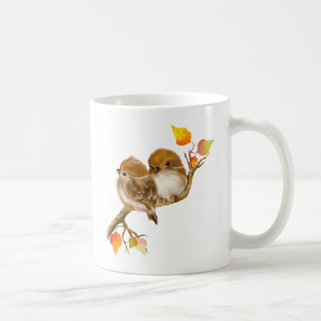 Niedliches Paar der Sparrows-Bird-Tasse Kaffeetasse (Rechts)