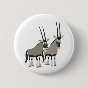 Niedliches Paar des Cartoon Oryxes Button-Abzeiche Button