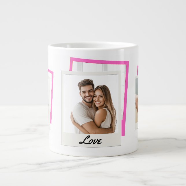 Niedliches Paar "Liebe" 3 Foto Collage Jumbo-Tasse (Vorderseite)