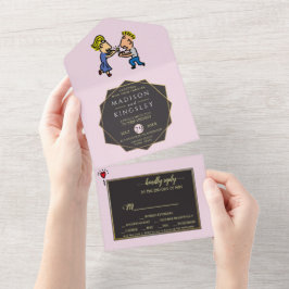 Niedliches Paar Original Funny Cartoon All In One Einladung