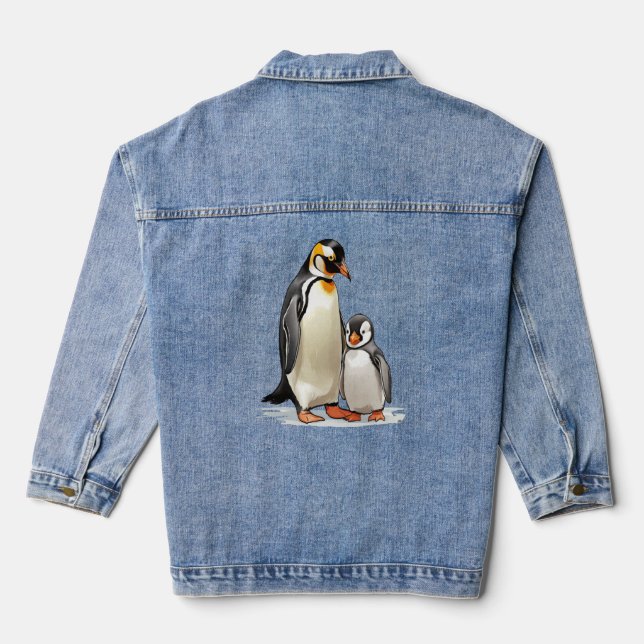 Niedliches Paar Pingwins Jeansjacke (Rückseite)