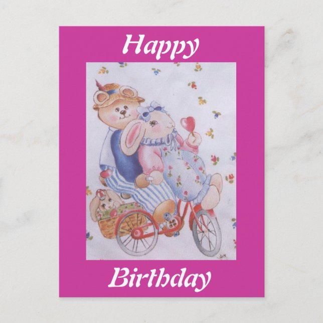 NIEDLICHES PAAR STUFFIERTER RABBBITS POSTKARTE (Vorderseite)