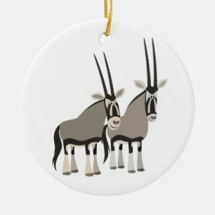 Niedliches Paar von Cartoon Oryxes Ornament