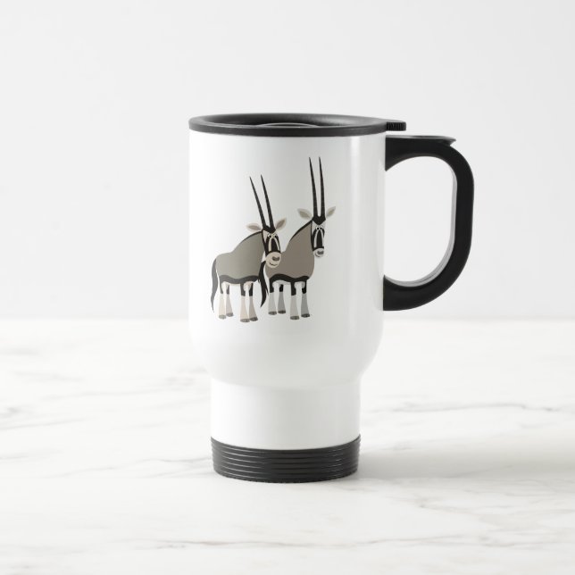 Niedliches Paar von Cartoon Oryxes Tasse (Rechts)