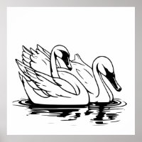 Niedliches Paar von White Swan Line Art