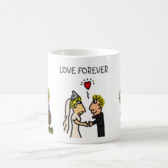 Niedliches Paar zusammen Forever Funny Cartoon Kaffeetasse (Mittel)