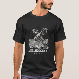 Niedliches Paddling Elch in Millinocket Maine Cano T-Shirt