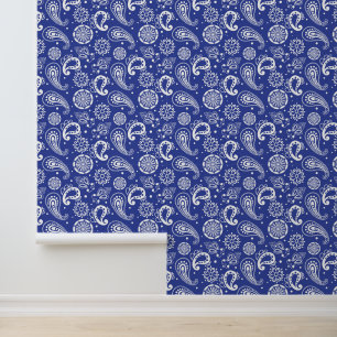 Niedliches Paisley-Muster, blau gefliest Tapete