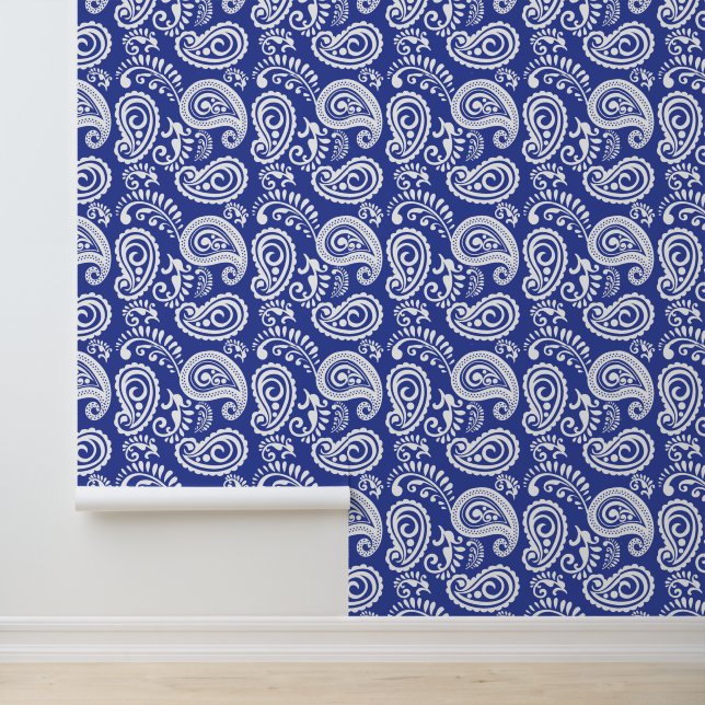 Niedliches Paisley-Muster, blau Tapete (Anwendung)