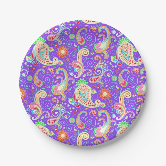 Niedliches Paisley-Muster Pappteller (Vorderseite)
