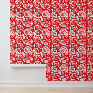 Niedliches Paisley-Muster, rot gefliest Tapete