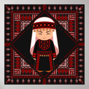 niedliches palästinensisches Mädchen Embroidere ro Poster