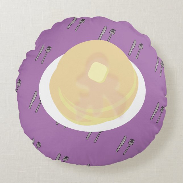 Niedliches Pancake Dripping Sirup Frühstück Rundes Kissen (Vorderseite)