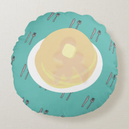 Niedliches Pancake Dripping Sirup Frühstück Rundes Kissen