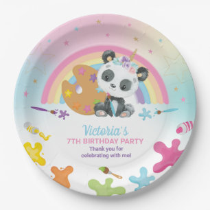 Niedliches Panda Art Craft Party Rainbow Geburtsta Pappteller