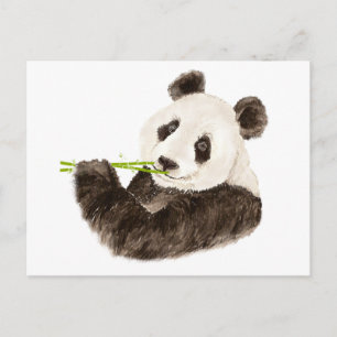 Niedliches Panda, Asiatischer Bär, Wasserfarbtier Postkarte