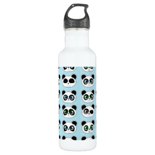 Niedliches Panda-Ausdruck-Blau Edelstahlflasche