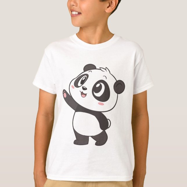 Niedliches Panda Bären Waving - T - Shirt Design v (Vorderseite)