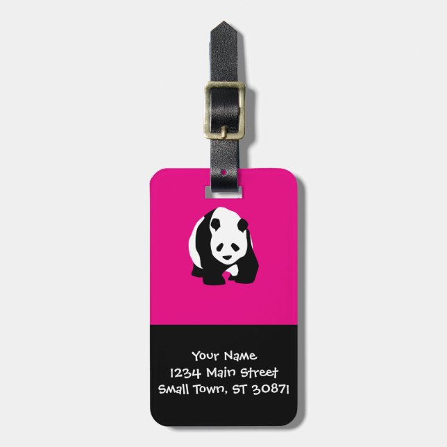 Niedliches Panda-Bärn-heißes Rosa-pinkfarbenes Gepäckanhänger (Vorderseite vertikal)