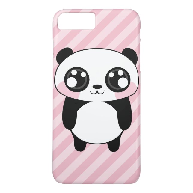 Niedliches Panda-Bärn-Rosa Stripes Hintergrund Case-Mate iPhone Hülle (Rückseite)